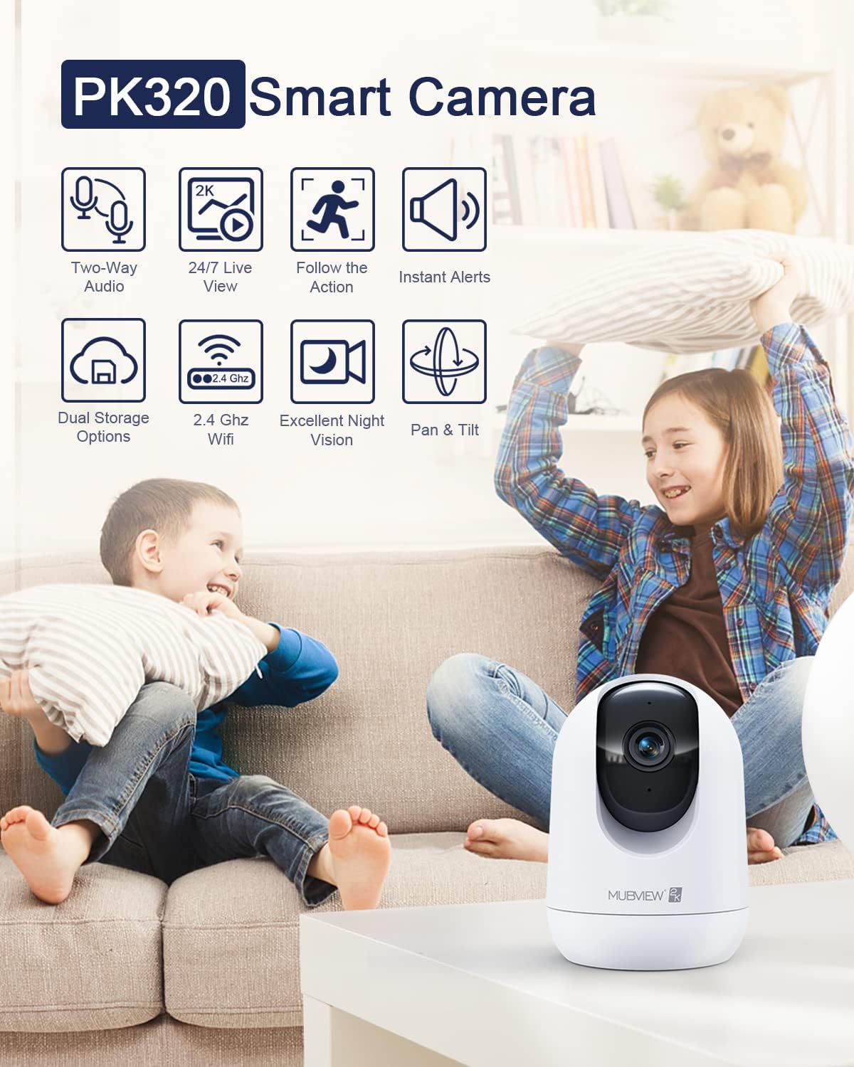 Estimate of Indoor Security Camera 2K, Pet Camera with Phone App, WiFi Cameras for Home Security Camera for Dog/ Baby Monitor/Elder Pan Tilt, 2.4G, 24/7