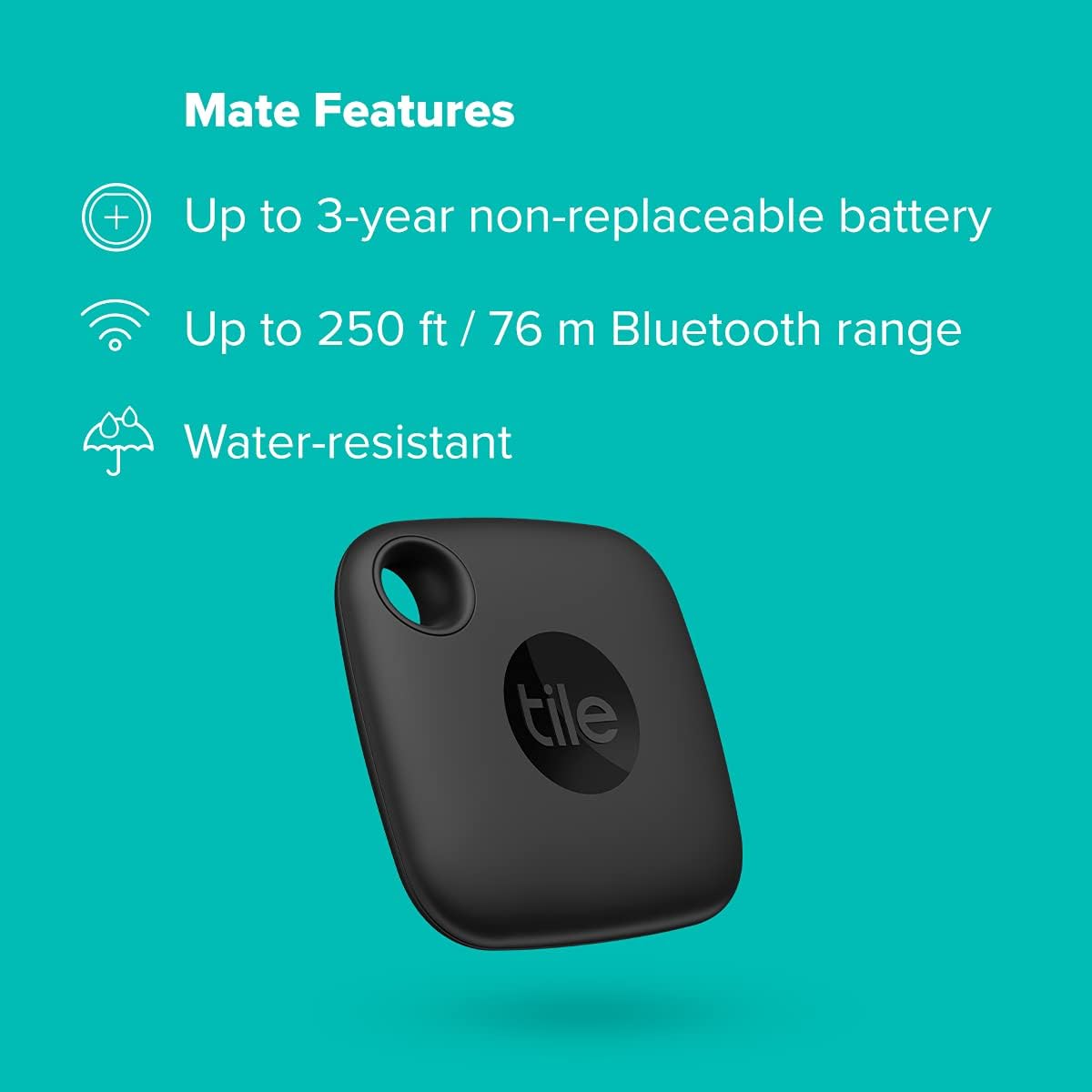 Highlight: Tile Mate 1-Pack. Black. Bluetooth Tracker
