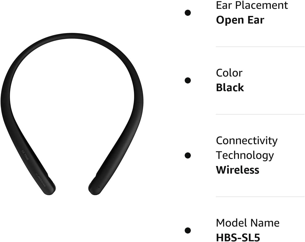 Perspective: LG Tone Style HBS-SL5 Bluetooth Wireless Stereo Neckband Earbuds Tuned by Meridian Audio,Black, 2.3