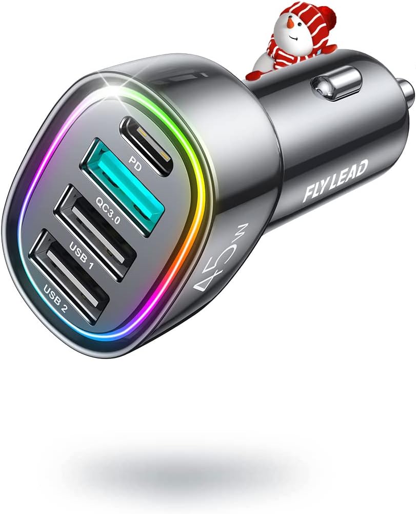 Summary: USB C Car Charger, 45W 4 Ports Super Fast Car Charger Adapter, PD3.0 & QC3.0 30W Type C Car Charger