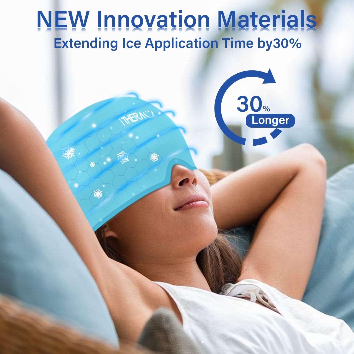 Thoughts on iTHERAU Migraine Ice Head Wrap-Headache Relief Hat, Migraine Relief Cap, Cold Therapy Headache Relief Cap for Migraine Eyes Mask Blue
