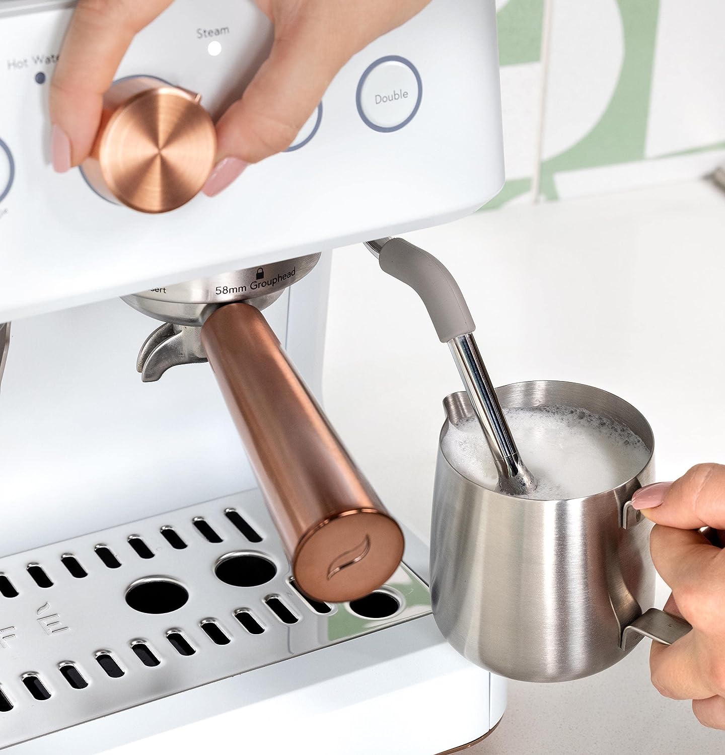 Breakdown of Café Bellissimo Semi Automatic Espresso Machine + Milk Frother | WiFi Connected, Smart Home Kitchen Essentials | Matte White