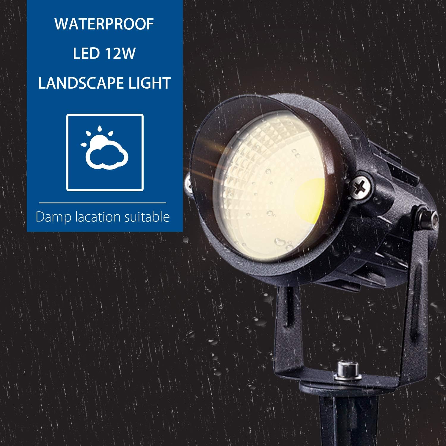 Check of SUNVIE Outdoor Landscape LED Lighting 12W US 3- Plug 3000K Warm White (2 Packs)