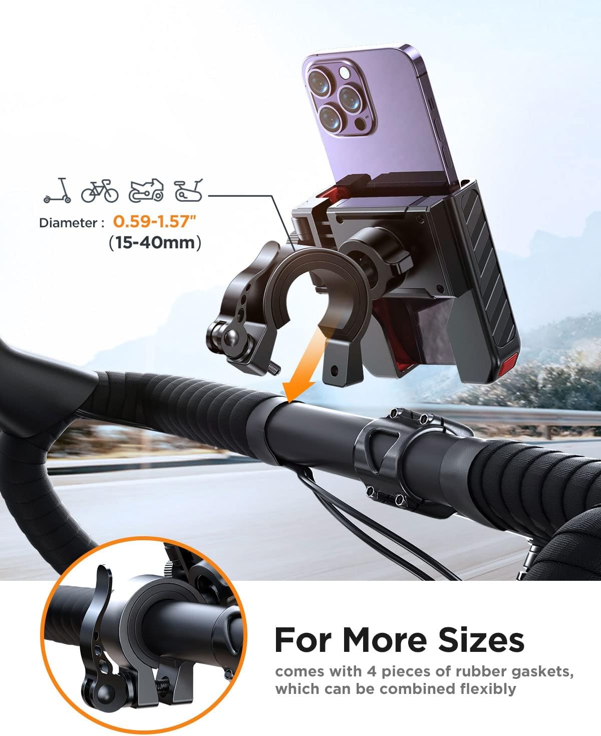 Comments on JOYROOM Motorcycle Bike Phone Mount Holder: Bicycle Handlebar Cell Phone Mount - Stroller Scooter Phone Clip