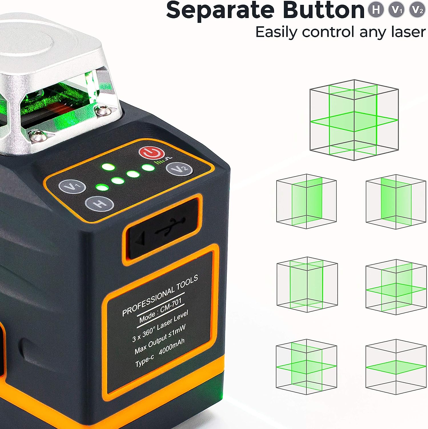 Expose on CIGMAN Laser Level Self Leveling 3x360° 3D Green Cross Line