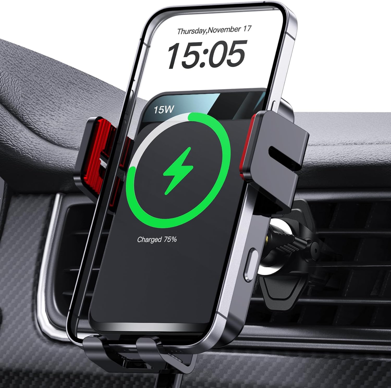 Highlight: Wireless Car Charger, MOKPR Auto-Clamping Car Mount 15W/10W/7.5W