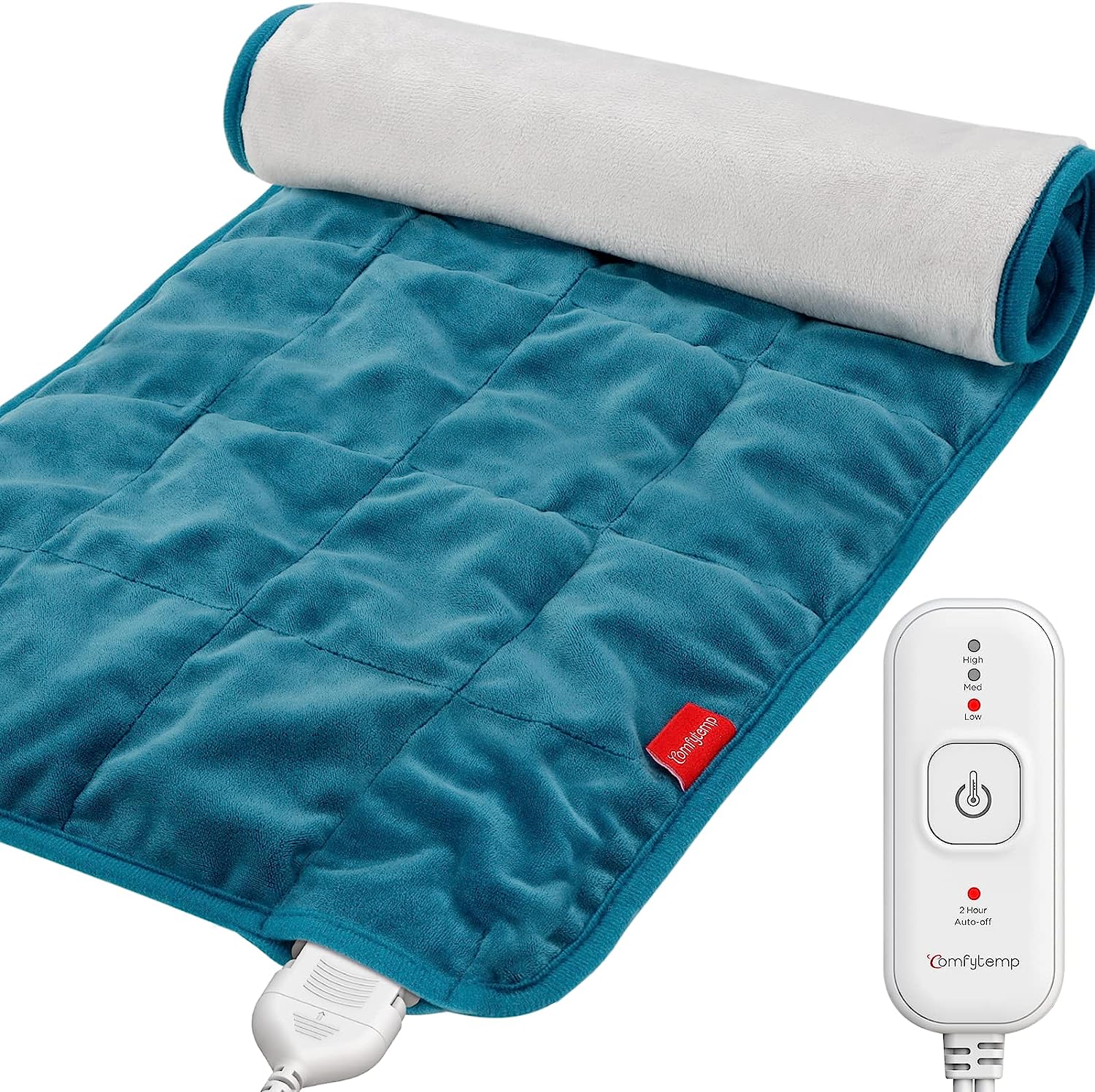 Review of Comfytemp Full Weighted Heating Pad for Back Pain & Cramps Relief, 2.2lb Large Electric Heating Pad for Neck and Shoulders, 12x24