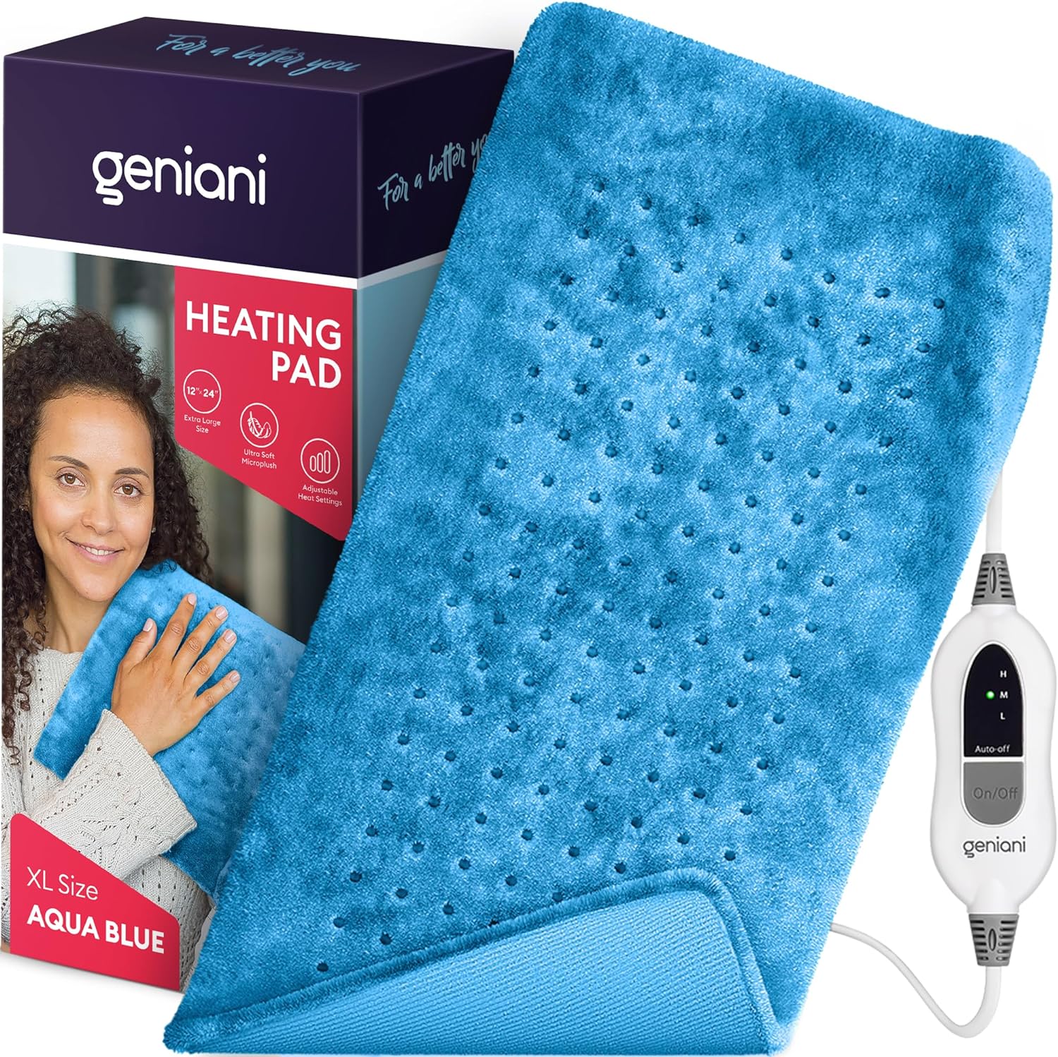 Review of GENIANI Extra Large Electric Heating Pad - Heat Patch (Aqua Blue)