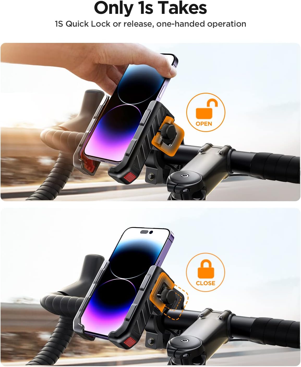 Rundown: JOYROOM Motorcycle Bike Phone Mount Holder: Bicycle Handlebar Cell Phone Mount - Stroller Scooter Phone Clip